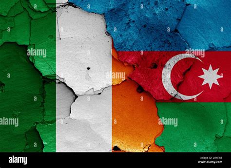 Flags Of Ireland And Azerbaijan Painted On Cracked Wall Stock Photo Alamy