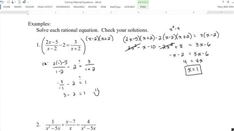 Solving Rational Equations Youtube