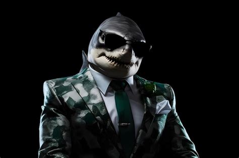 Premium AI Image | A shark in a suit with sunglasses and a tie.