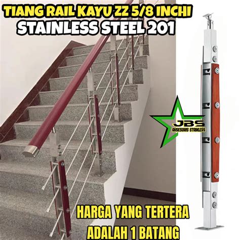 Jual Tiang Railing Tangga Stainless Kayu Sus Zz Inch