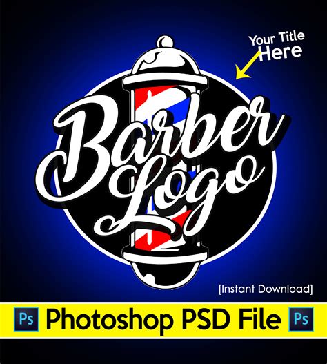 Barber Logo Psd File Barber Shop Logo Design Etsy Hong Kong