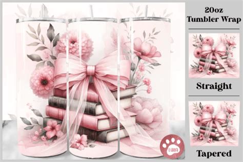 Books Bow Coquette Tumbler Wrap Graphic By Luna Art Design Creative