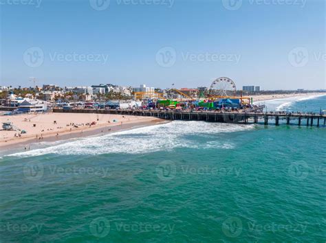 Panoramic aerial view of the Santa Monica Beach and the Pier 13433208 ...