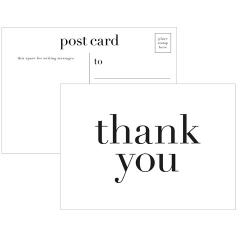 Modern Thank You Postcards | Black on White Paper - Pack of 10