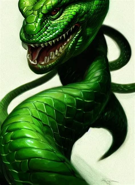 Portrait Of Aggressive Snake Humanoid D D Stable Diffusion