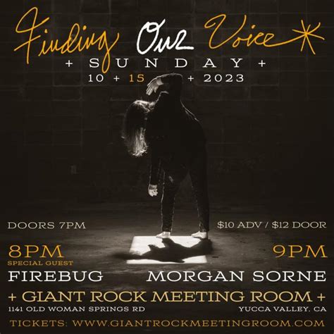 Sun Oct 15 Morgan Sorne And Firebug The Annex Giant Rock Meeting Room