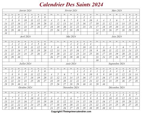 Saints Calendar 2024 Nessy Adelaida