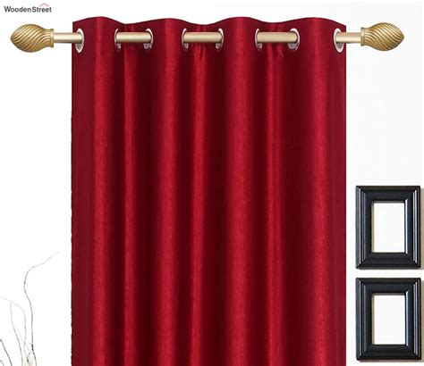 Buy Solid Polyester Room Darkening Blackout Door Curtain Set Of