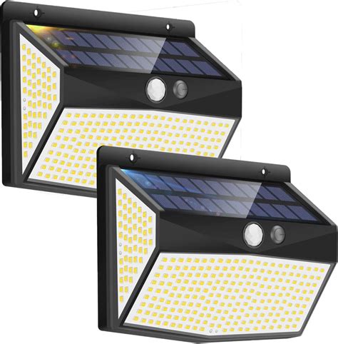 Lampe Solaire Extérieur 318 LEDS 2 Pack Lumiere Solaire Exterieur IP65