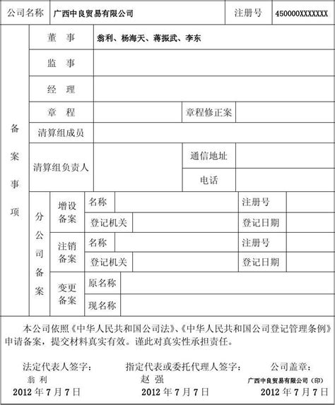 公 司 备 案 申 请 表范本word文档在线阅读与下载无忧文档