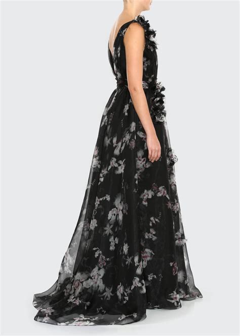 Marchesa Floral Print Silk Gown Bergdorf Goodman