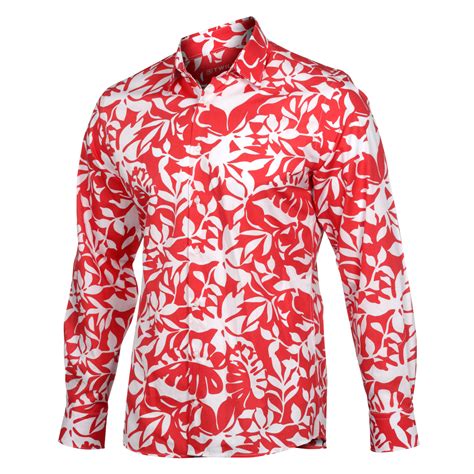 red white floral printed shirt slim fit twill
