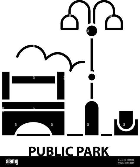 Public Park Icon Black Vector Sign With Editable Strokes Concept Illustration Stock Vector