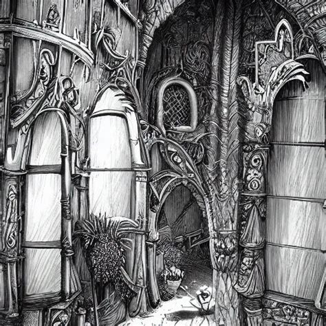 Monochrome Illustration By David A Trampier Fantasy Stable