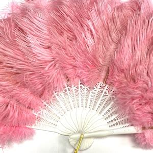 Light Pink Ostrich Drab Feather Fan X Burlesque Dance Showgirl