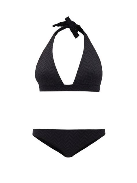 ERES Tailleur Halterneck Seersucker Bikini Black Editorialist