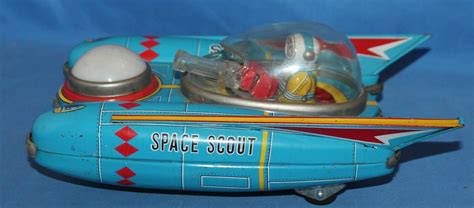 Rare 1950s Yanoman Space Scout S 17 Tin Battery Operated Space Ship