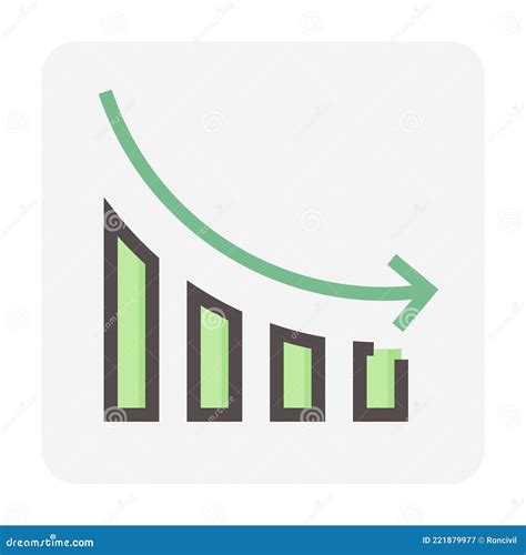 Bar Chart Or Bar Graph Decreasing Vector Icon With Drop Down Arrow