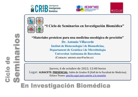 II ciclo de Seminarios en Investigación Biomédica Materiales