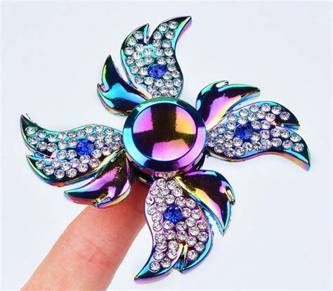 Diamond Fidget Spinner Rainbow Flower Angel Wings Butterfly Water Drop ...