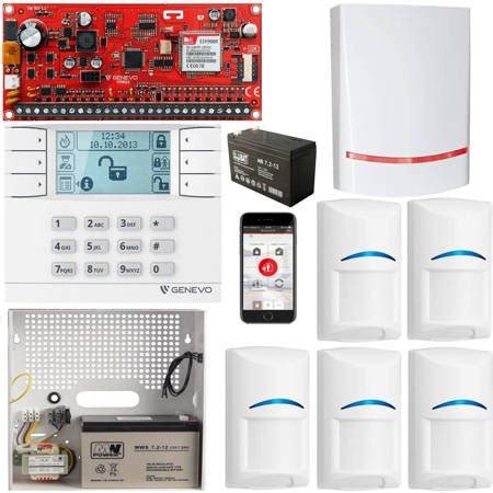 GENEVO ALARM DOMOWY LCD GSM SMS PRiMA 16SET 5X CZUJKA BOSCH