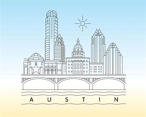 Austin Texas Skyline Line Drawing Images Stock Photos D Objects