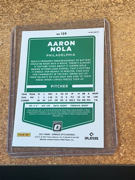 2021 Donruss Optic Baseball Silver Prizm 129 Aaron Nola Ebay