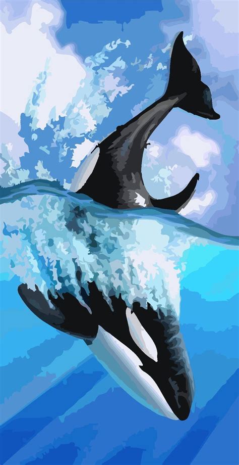 Pin By Luciana On Oil Painting By Number Fall Canvas Painting Orca