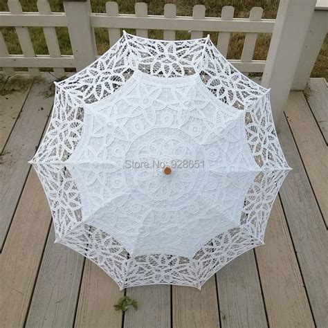 30 White Full Lace Fashional Embroidered Lace Parasol Sun Umbrella