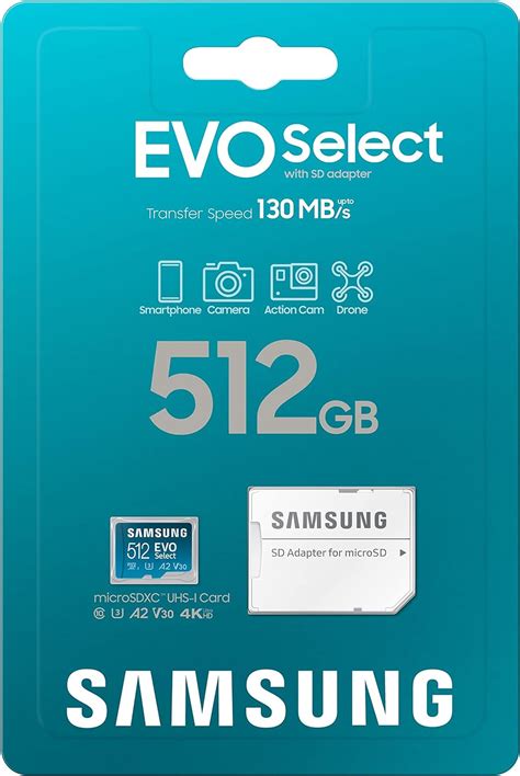 Ripley SAMSUNG EVO SELECT ADAPTADOR MICRO SD DE 512 GB 130 MB S