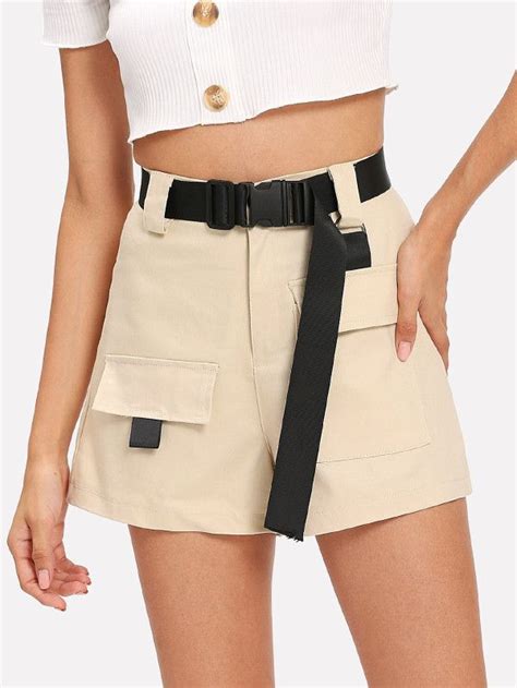 Self Tie Waist Pocket Detail Shorts Clothes Trendy Tshirts Fashion