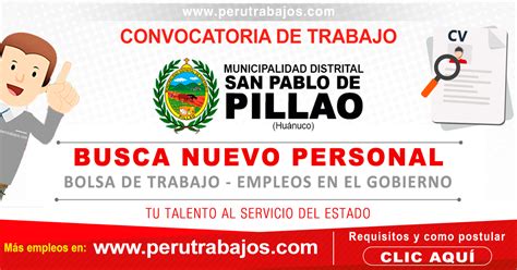 Municipalidad De San Pablo De Pillao Convocatorias Nuevos