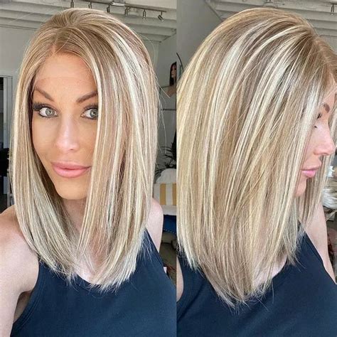 Short Bob Ash Blonde Lace Front Wigs With Highlight Blond Fashion Blonde Wigs EBay Blonde