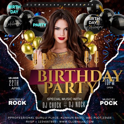 Birthday Night Party Flyer Design Template Postermywall