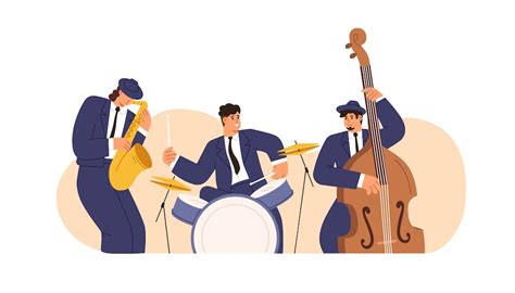 Premium Vector Jazz Band With Saxophone Drum Kit And Double Bass