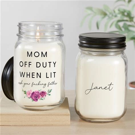 Mom Off Duty Personalized Mason Jar Candle