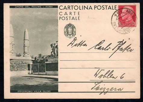 STORIA POSTALE REGNO 1933 Intero OdR 75c Da Roma A Wohlen E3 EUR 35