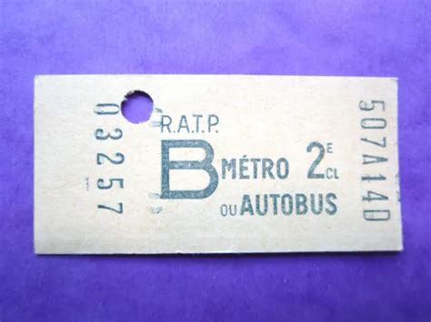 TICKET RATP MÉTRO Autobus PARIS Railway série B 1970 2