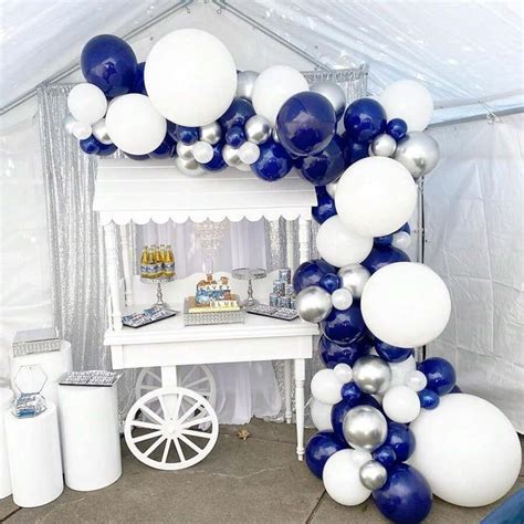 Kit Ghirlanda Di Palloncini Blu E Argento Di Pezzi Kit Arco Di