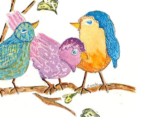 5 Watercolor Birds on Branch Fine Art | Etsy