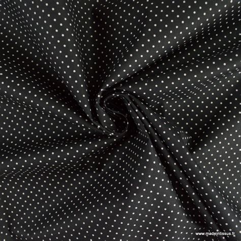 Tissu Coton Enduit Motifs Pois Fond Noir Oeko Tex