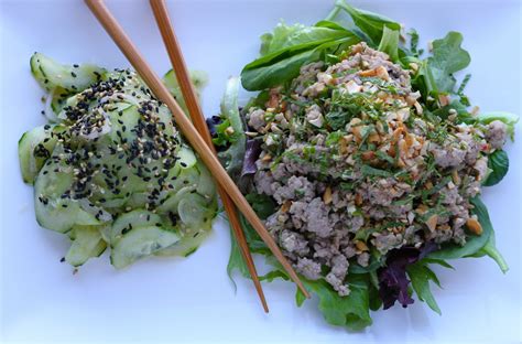 Pork "Larb" with Sesame Cucumber Salad - zenbelly