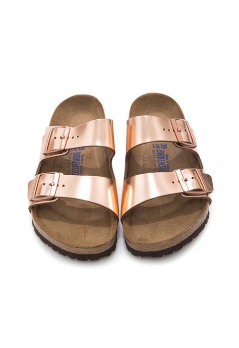 Birkenstock Arizona Leather Sandals In Gold Metallic Copper Lyst