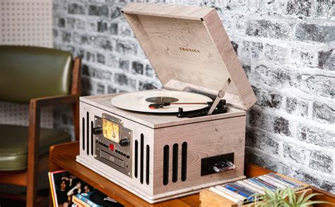 Crosley Cr704b Pa Musician 3 Speed Turntable With Radio Cdcassette Player Aux In And