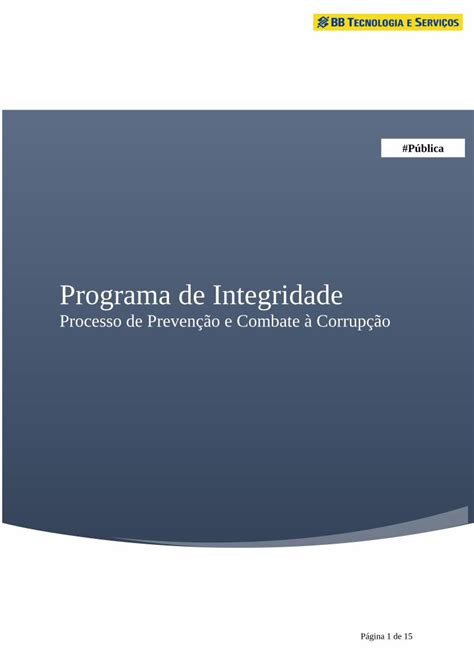 Pdf Programa De Integridade Solu O De D Vidas Princ Pios