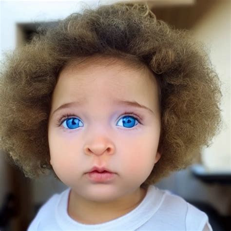 Girl With Brown Curly Hair And Blue Eyes