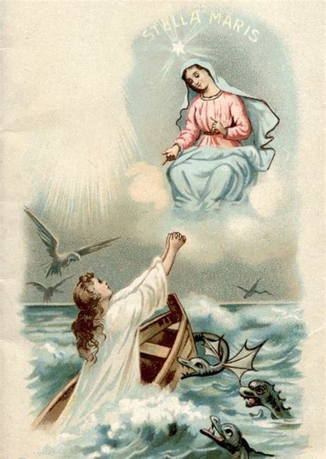 An Image Of Jesus And Mary In The Water With Seagulls Flying Around Them