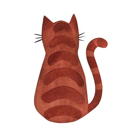 The Red Cat Sits On Its Back Watercolor Illustration 12049549 Vector