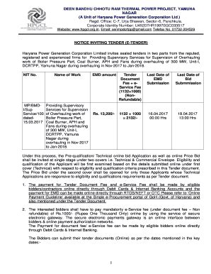 Fillable Online Hpgcl Org E Tender Haryana Power Generation