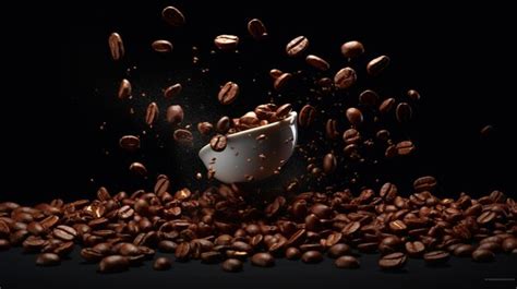 Premium Ai Image Falling Coffee Beans On Dark Background